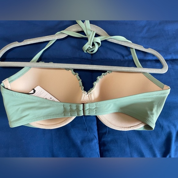 Shade & Shore Women's Lightly Lined Ruffle Bikini Top Green Size 36D - Picture 5 of 6